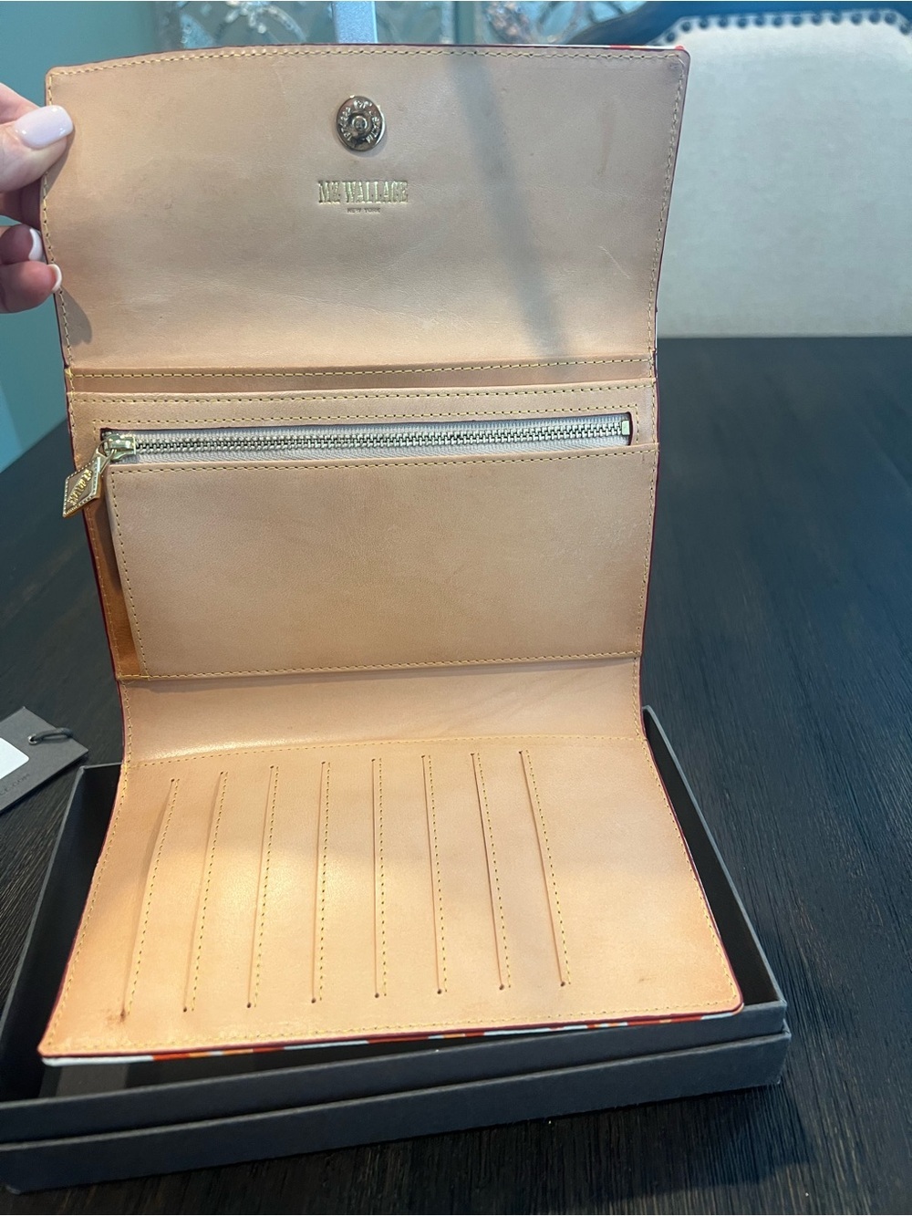 MZ Wallace Beresford Wallet Tangerine Leopard Saffiano - Picture 7 of 11